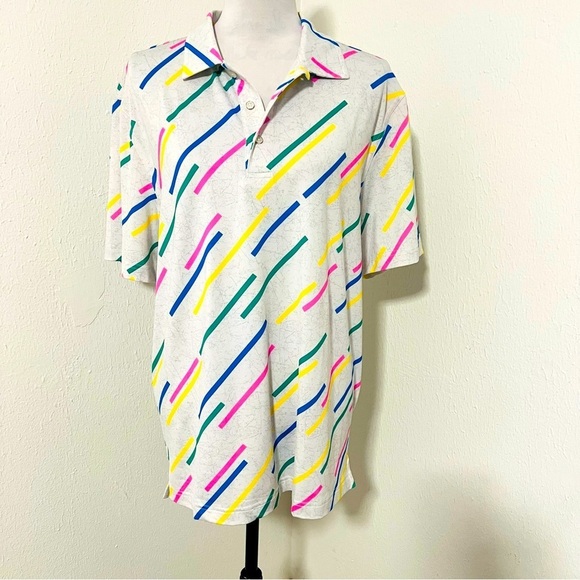 Chubbies Men's Medium Lightweight Performance Polo Logo Sleeve EUC Multicolored - Picture 2 of 8